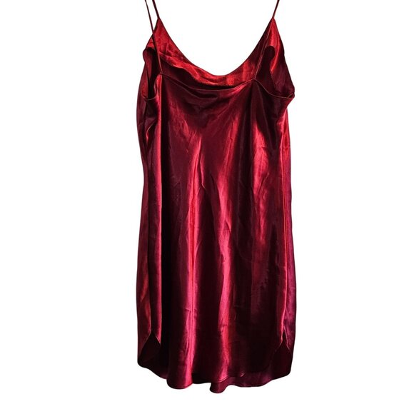 Silk & Satin Red Cowl Neck Slip Dress With Spaghetti Straps Womens - Picture 5 of 6